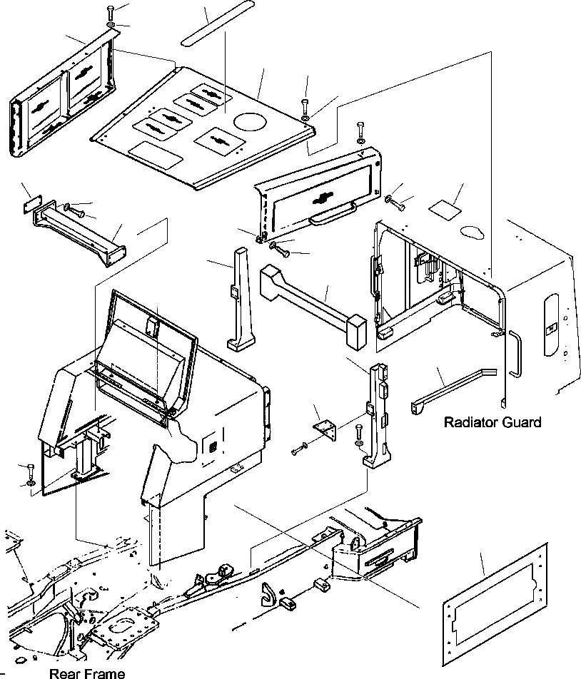 Схема запчастей Komatsu WA700-3L - FIG. M-A ОТСЕК ДВИГАТЕЛЯ- КАПОТ AND ЗАЩИТА РАДИАТОРА ЧАСТИ КОРПУСА