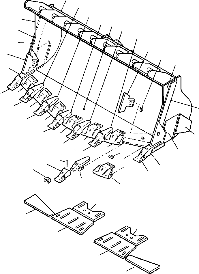 Схема запчастей Komatsu WA700-3L - FIG. T-A V-ОБРАЗН КОВШ, 8.7M - ЗУБЬЯ- С ЗАЩИТОЙ ШИН РАБОЧЕЕ ОБОРУДОВАНИЕ