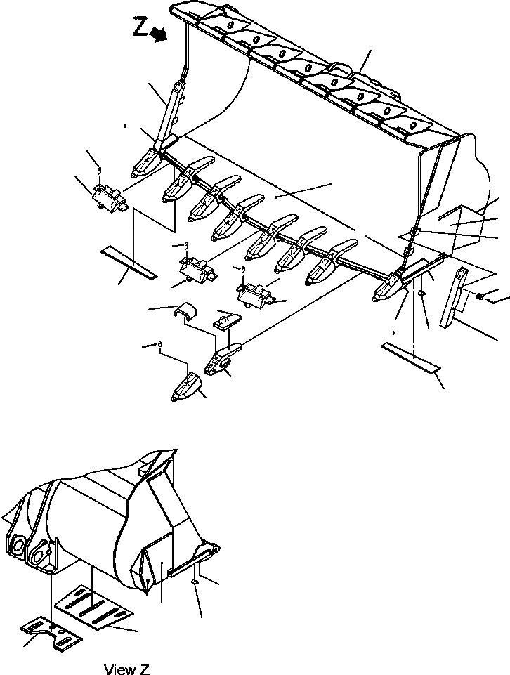 Схема запчастей Komatsu WA700-3L - FIG. T-A КОВШ, 8 CUBIC METERS РАБОЧЕЕ ОБОРУДОВАНИЕ