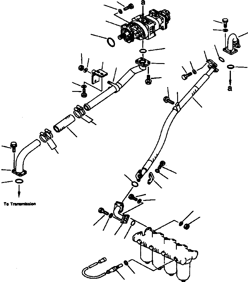 Схема запчастей Komatsu WA700-1L - ТОРКФЛОУ ТРУБЫ (/) ГИДРОТРАНСФОРМАТОР И ТРАНСМИССИЯ