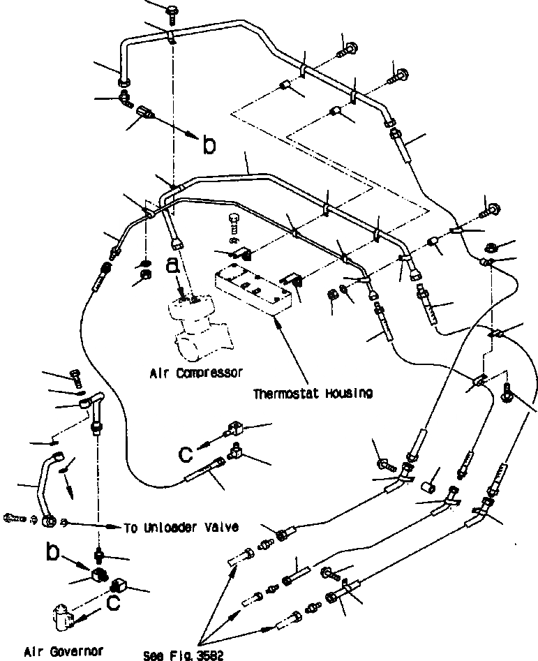 Схема запчастей Komatsu WA700-1L - ВОЗД. ВЛАГООТДЕЛИТЕЛЬ ТРУБЫ (/) (КОМПРЕССОР - ВОЗД. ВЛАГООТДЕЛИТЕЛЬ /) ВЕДУЩ. ВАЛ