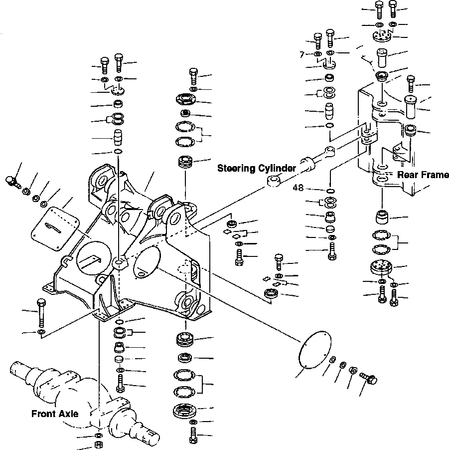 Схема запчастей Komatsu WA700-1L - ПЕРЕДН. РАМА РАМА