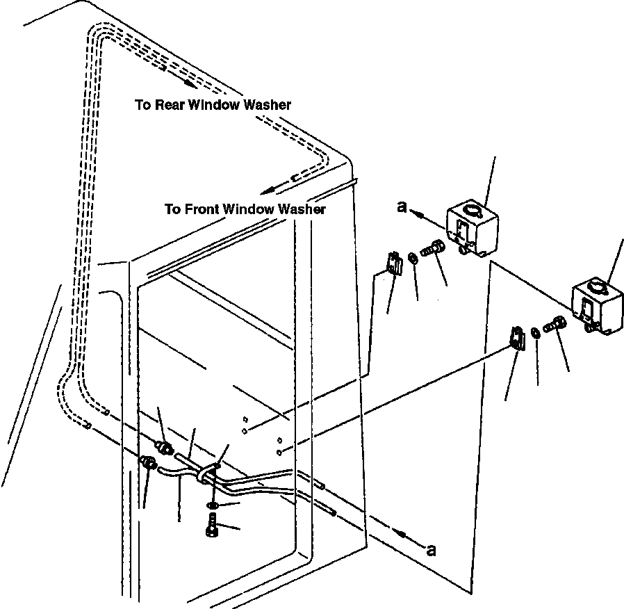 Схема запчастей Komatsu WA700-1L - ОМЫВАТЕЛЬ СТЕКЛА РАМА