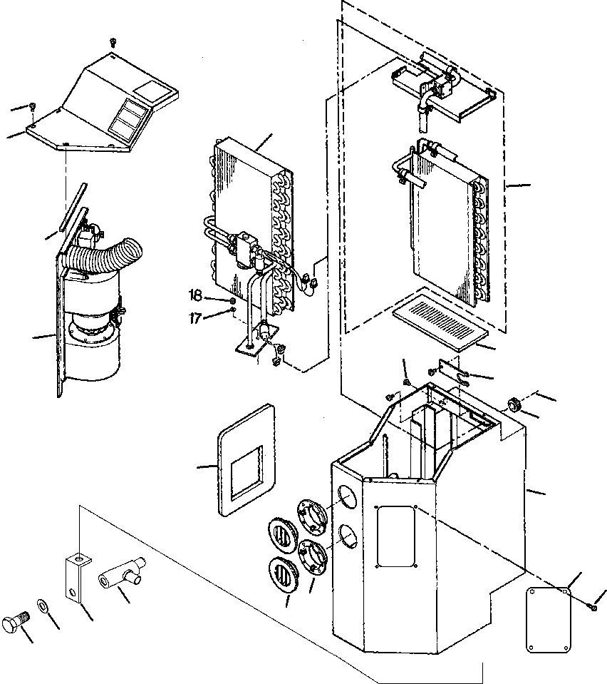 Схема запчастей Komatsu WA700-1L - ОБОГРЕВАТЕЛЬ. И КОНДИЦ. БЛОК РАМА