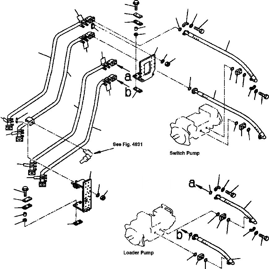 Схема запчастей Komatsu WA700-1L - ГИДРОЛИНИЯ (ЛИНИЯ ПОДАЧИ) (/) УПРАВЛ-Е РАБОЧИМ ОБОРУДОВАНИЕМ