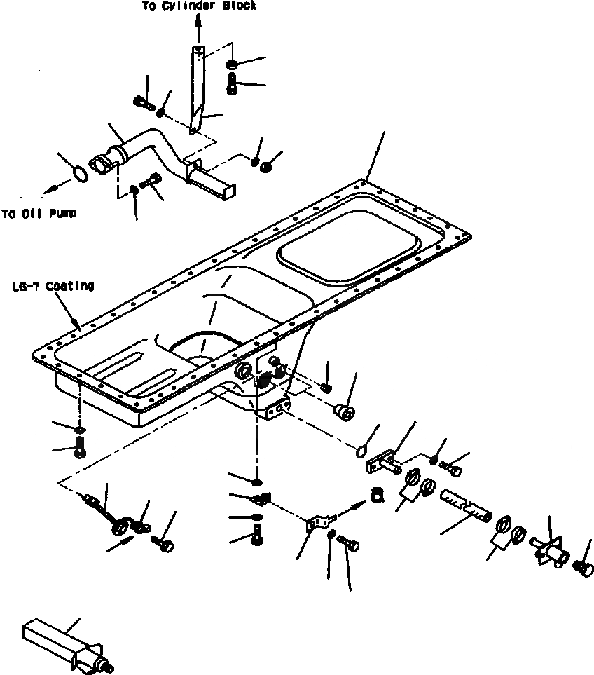 Схема запчастей Komatsu WA700-1L - МАСЛЯНЫЙ ПОДДОН И ВСАСЫВАЮЩИЙ ПАТРУБОК ДВИГАТЕЛЬ