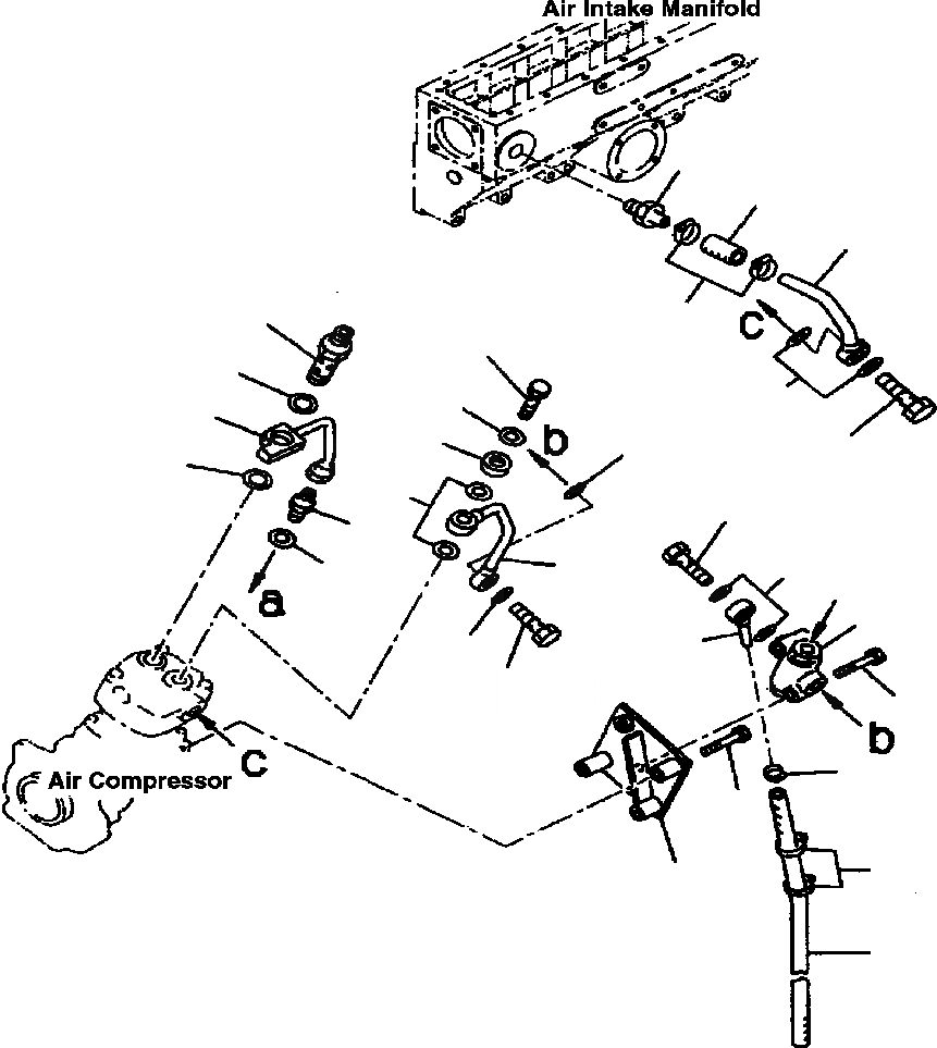 Схема запчастей Komatsu WA700-1L - ЛИНИЯ КОМПРЕССОРА ДВИГАТЕЛЬ