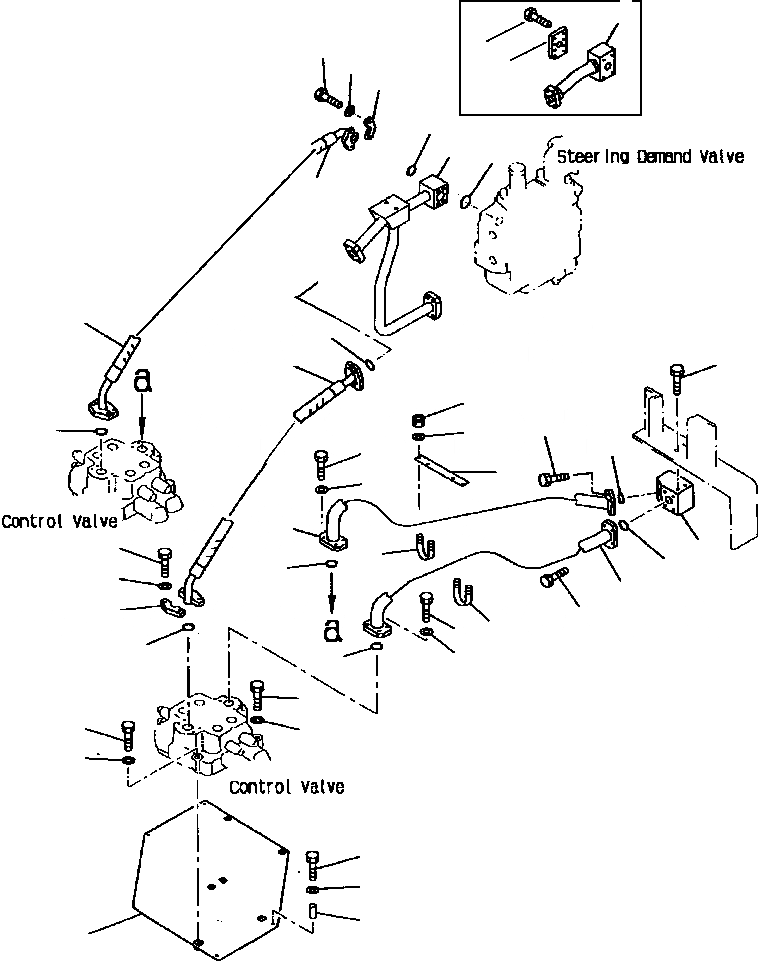 Схема запчастей Komatsu WA800-2L - FIG NO. ГИДРОЛИНИЯ (ЗАПРАШИВАЮЩ. КЛАПАН - УПРАВЛЯЮЩ. КЛАПАН) УПРАВЛ-Е РАБОЧИМ ОБОРУДОВАНИЕМ