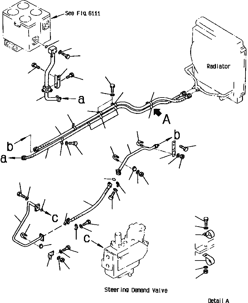 Схема запчастей Komatsu WA800-2L - FIG NO. ГИДРОЛИНИЯ (ЛИНИЯ ОХЛАЖДЕНИЯ) (/) УПРАВЛ-Е РАБОЧИМ ОБОРУДОВАНИЕМ