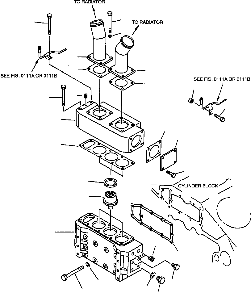 Схема запчастей Komatsu WA800-2L - FIG NO. ТЕРМОСТАТ И КРЕПЛЕНИЕ СИСТЕМА ОХЛАЖДЕНИЯ