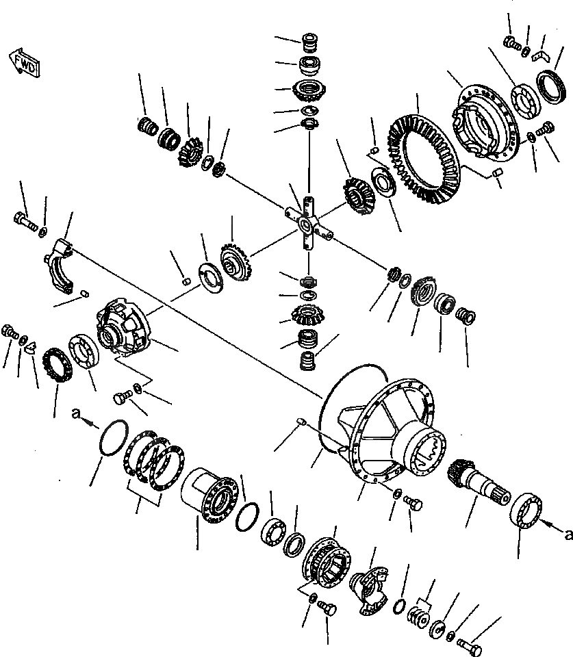 Схема запчастей Komatsu WA800-2LC - FIG NO. ПЕРЕДНИЙ ДИФФЕРЕНЦИАЛ ВЕДУЩ. ВАЛ, МОСТS КОЛЕСА & ТОРМОЗ. СИСТЕМАS