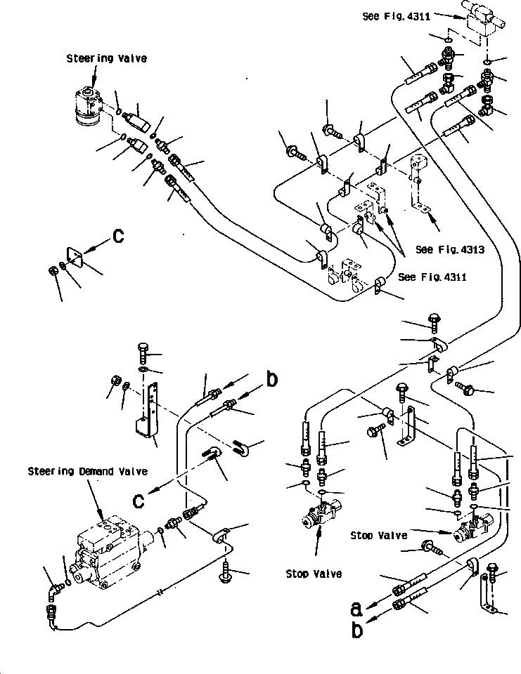 Схема запчастей Komatsu WA800-2LC - FIG NO. РУЛЕВ. УПРАВЛЕНИЕ МАСЛОПРОВОДЯЩАЯ ЛИНИЯ (/) (КЛАПАН РУЛЕВОГО УПРАВЛЕНИЯ - РУЛЕВ. УПРАВЛЕНИЕ ЗАПРАШИВАЮЩ. КЛАПАН) РУЛЕВ. УПРАВЛЕНИЕ СИСТЕМА УПРАВЛЕНИЯ