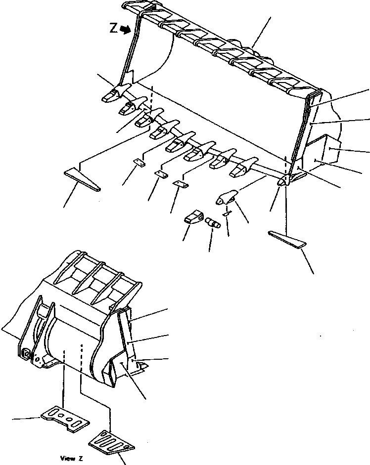 Схема запчастей Komatsu WA800-2LC - FIG NO. 797 КОВШ, 9.M (V-ОБРАЗН) (С ЗУБЬЯМИ) (УСИЛ.) (ДЛЯ ВЫСОК. ПОДЪЕМА) РАБОЧЕЕ ОБОРУДОВАНИЕ