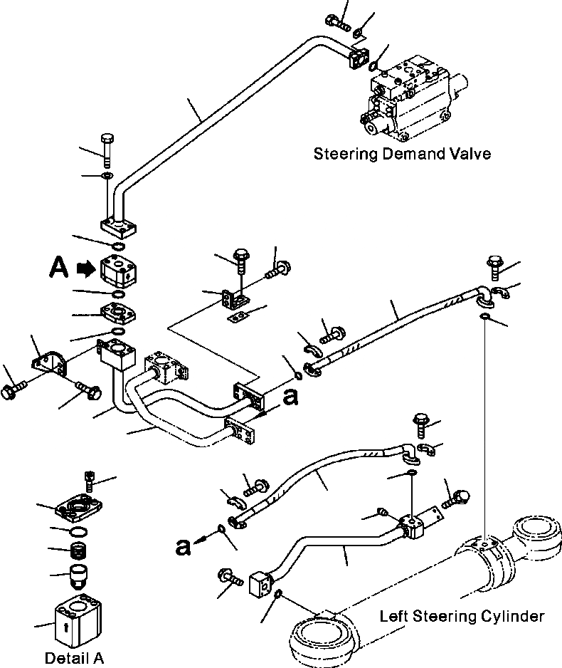 Схема запчастей Komatsu WA800-3LC - H-A ГИДРАВЛИКА РУЛ. УПРАВЛЕНИЯ КРЕПЛЕНИЕ ЛИНИИ ЦИЛИНДРА РУЛЕВ. УПР-Я (/) ГИДРАВЛИКА