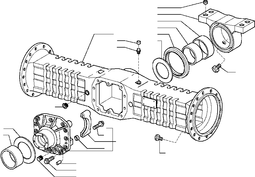 Схема запчастей Komatsu WA80-5 - ЗАДН. МОСТ, КОЖУХ И КОМПОНЕНТЫ, % САМОБЛОКИР. ЗАДН. МОСТ