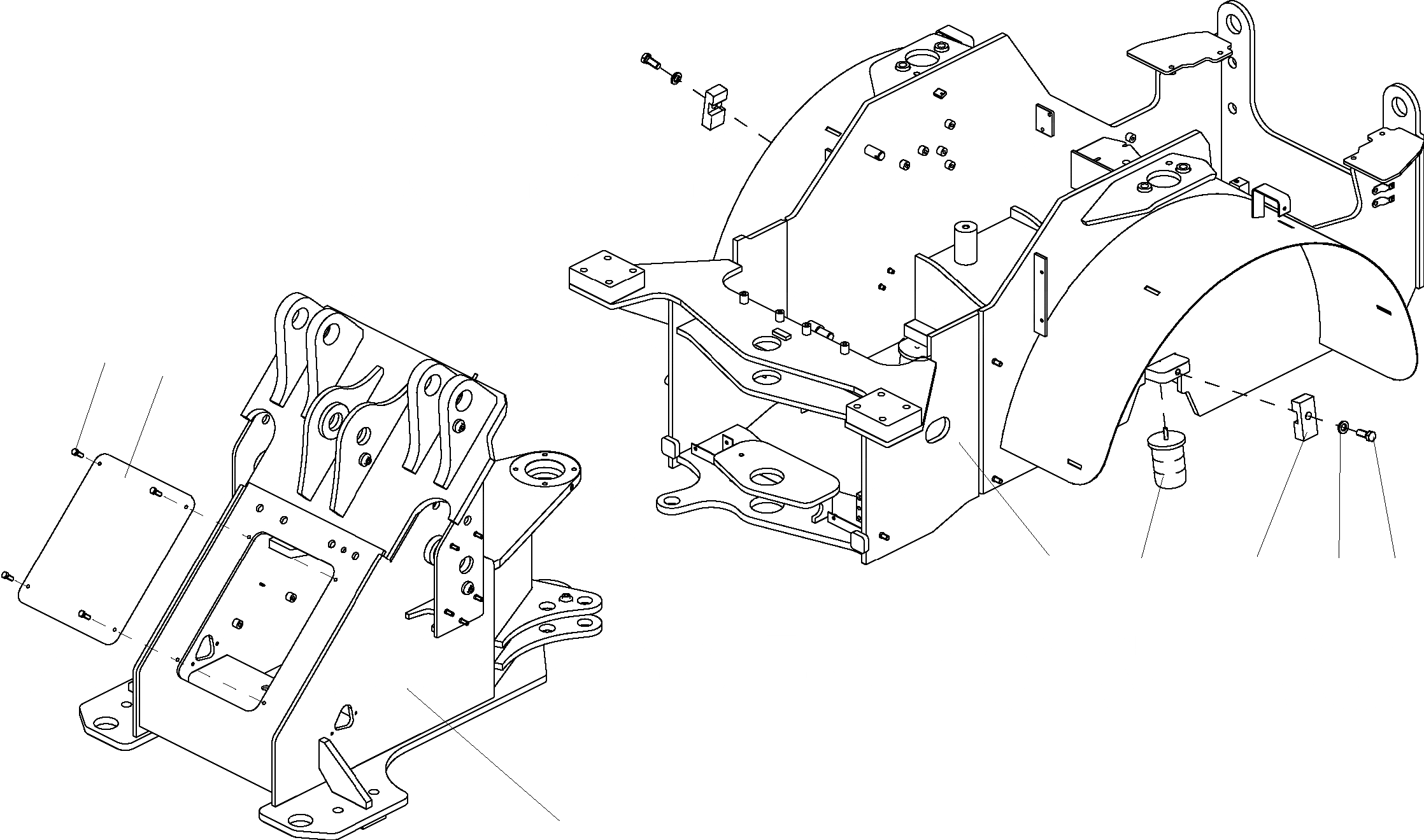 Схема запчастей Komatsu WA80-5 - РАМА, ПЕРЕДН. И ЗАДН. РАМА