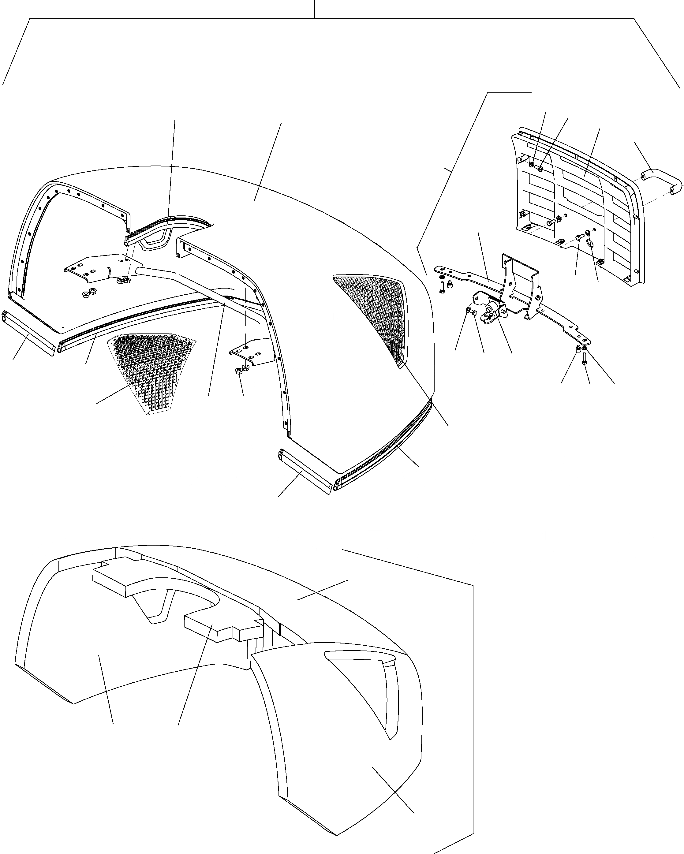 Схема запчастей Komatsu WA80-5 - ЗАЩИТА РАДИАТОРА AND КРЫШКА РАМА