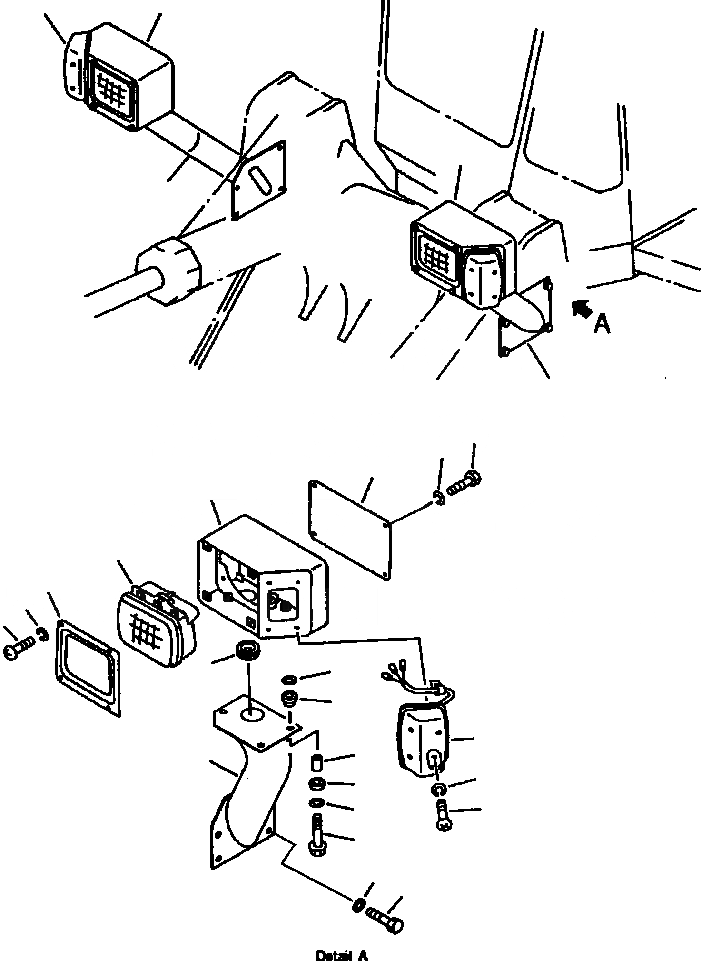 Схема запчастей Komatsu WA900-1L - FIG NO. ЭЛЕКТРИКА (ПЕРЕДН. ОСВЕЩЕНИЕ) КОМПОНЕНТЫ ДВИГАТЕЛЯ & ЭЛЕКТРИКА