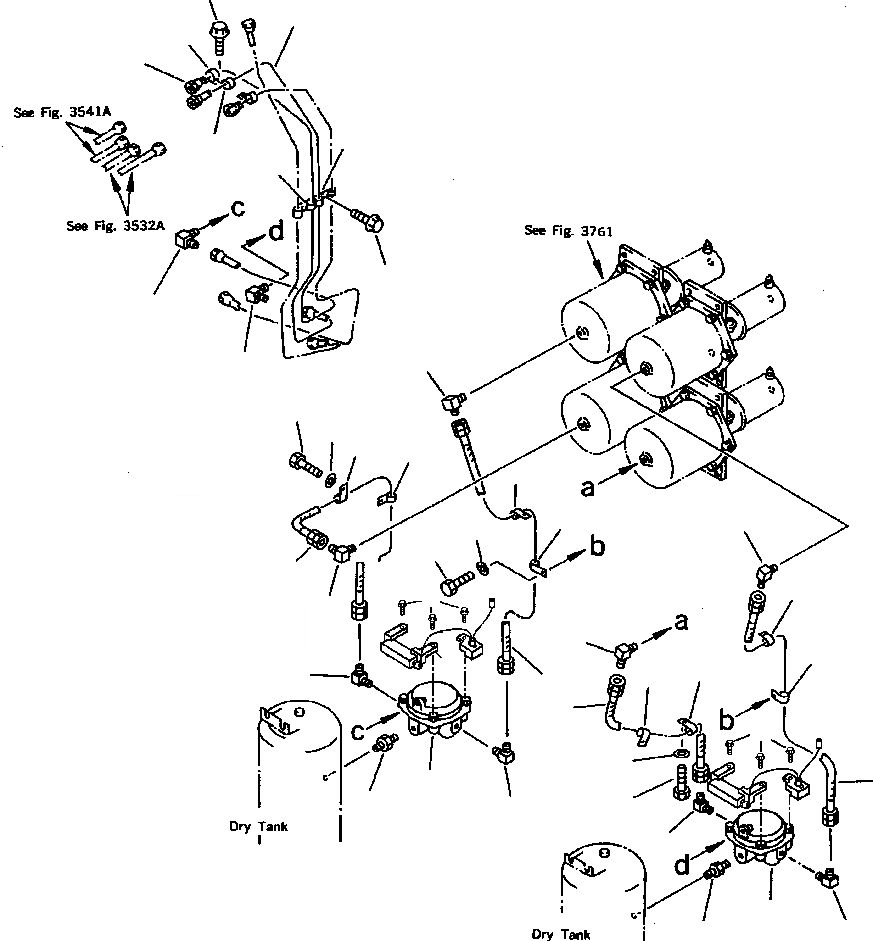 Схема запчастей Komatsu WA900-1L - FIG NO. A ВОЗДУХОВОД (КЛАПАН ПЕДАЛИ - КАМЕРА /) ВЕДУЩ. ВАЛ