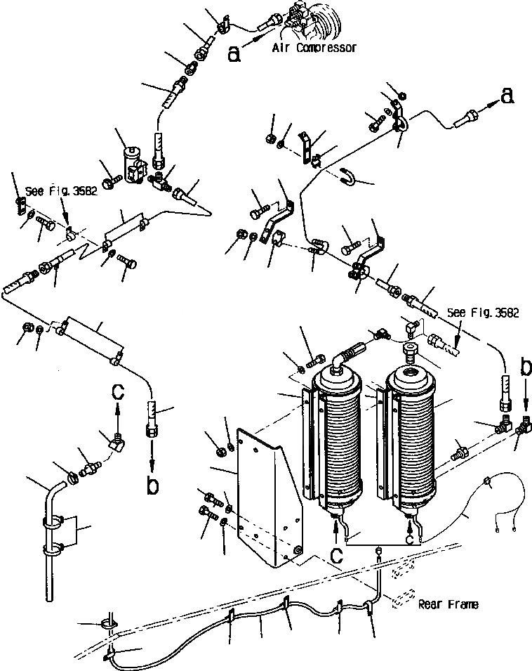 Схема запчастей Komatsu WA900-1L - FIG NO. 8 ВОЗД. ВЛАГООТДЕЛИТЕЛЬ ТРУБЫ (/) ВЕДУЩ. ВАЛ