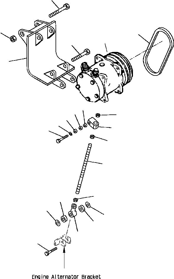 Схема запчастей Komatsu WA900-1L - FIG NO. 7D КОНДИЦ. ВОЗДУХА КОМПРЕССОР КРЕПЛЕНИЕ WA8 & WA9 РАМА