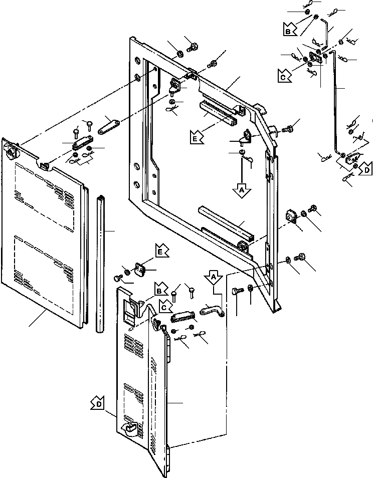 Схема запчастей Komatsu WA900-1LC A20008-UP - FIG NO. B ЛЕВ. ДВИГАТЕЛЬ ДВЕРЬ РАМА