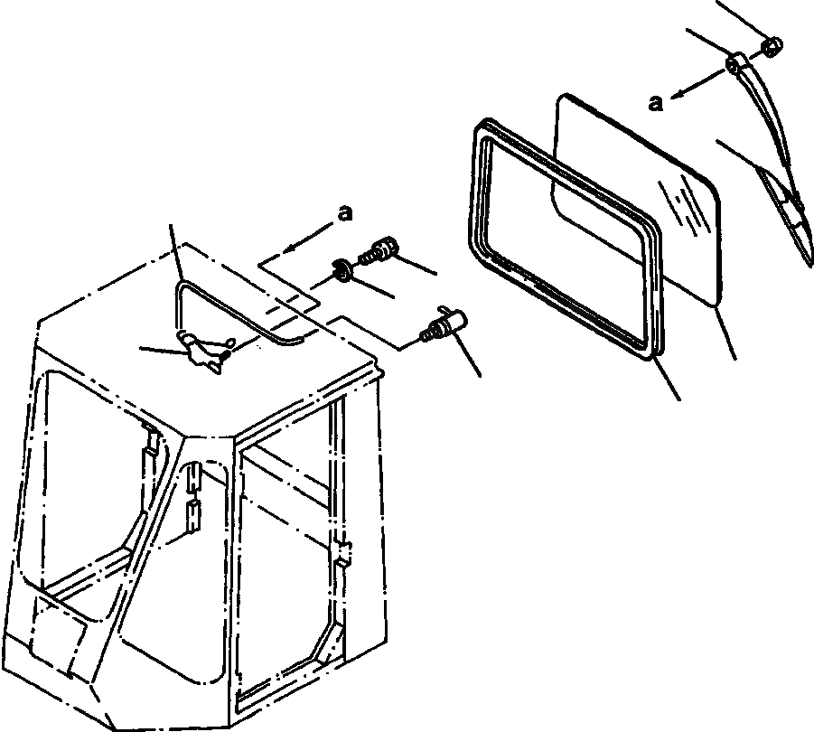 Схема запчастей Komatsu WA900-1LC A20008-UP - FIG NO. КАБИНА - ДЛЯ MACHINES W/ РЕВЕРС POLARITY ТИП ДВОРНИКИ МОТОРS ЗАДН. ОКНА И ДВОРНИКИ РАМА