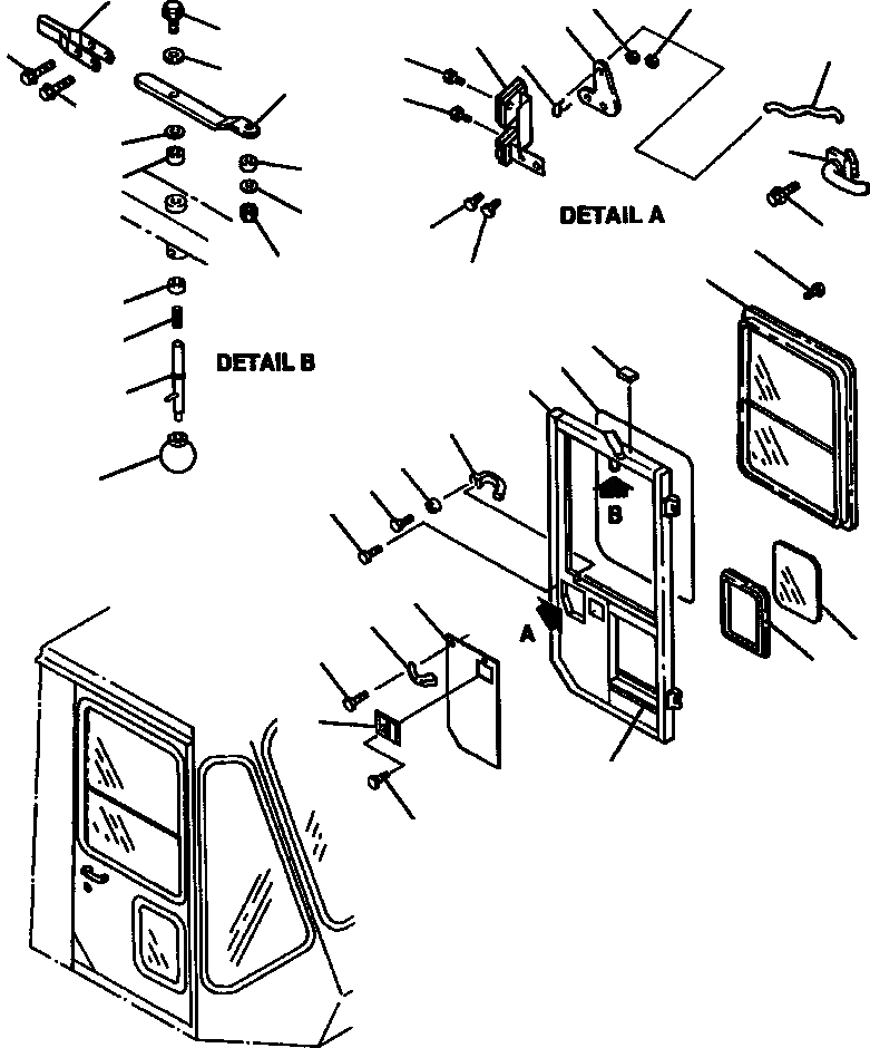 Схема запчастей Komatsu WA900-1LC A20008-UP - FIG NO. КАБИНА ЛЕВ. ДВЕРЬ РАМА
