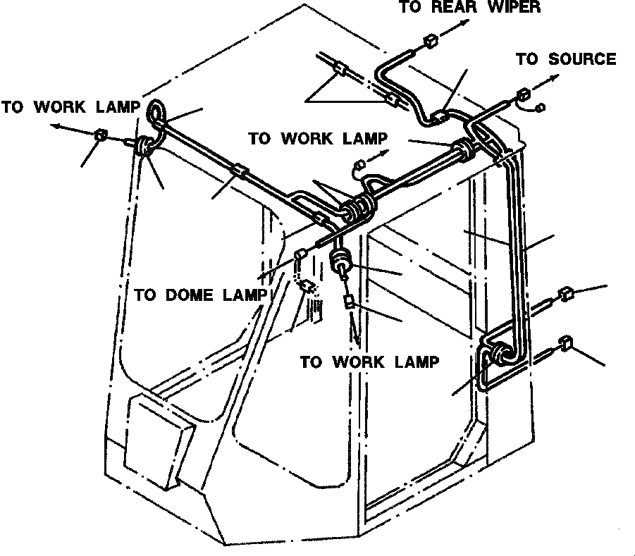Схема запчастей Komatsu WA900-1LC A20008-UP - FIG NO. 7 КАБИНА ЭЛЕКТР. ЭЛЕКТРОПРОВОДКА РАМА