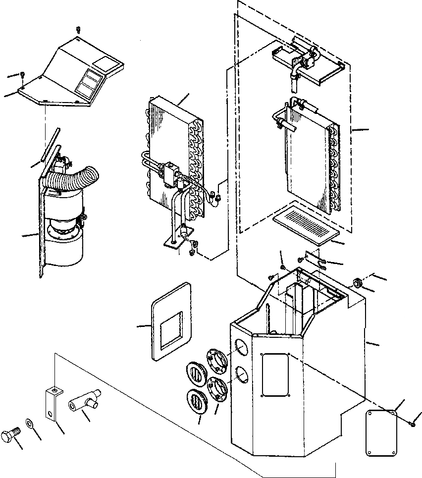 Схема запчастей Komatsu WA900-1LC A20008-UP - FIG NO. 8 ОБОГРЕВАТЕЛЬ. И КОНДИЦ. БЛОК РАМА