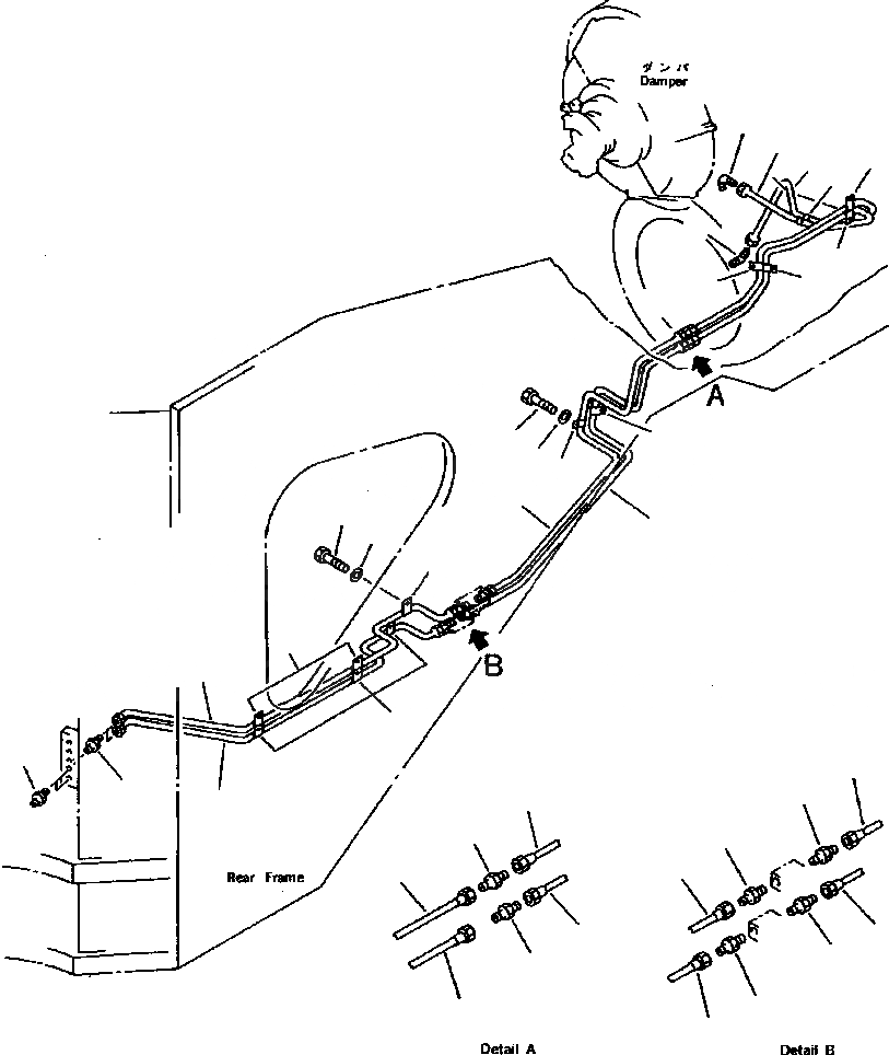 Схема запчастей Komatsu WA900-1LC A20008-UP - FIG NO. 8 УДАЛЕНН. СИСТЕМА СМАЗКИ (ЗАДН. /) РАМА