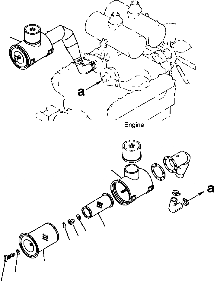Схема запчастей Komatsu WA900-3LC - B-A ВОЗДУХООЧИСТИТЕЛЬ КОМПОНЕНТЫ ДВИГАТЕЛЯ