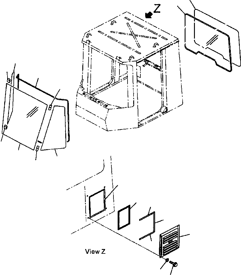 Схема запчастей Komatsu WA900-3LC - K-A КАБИНА ОКНАS OPERATORS ОБСТАНОВКА И СИСТЕМА УПРАВЛЕНИЯ