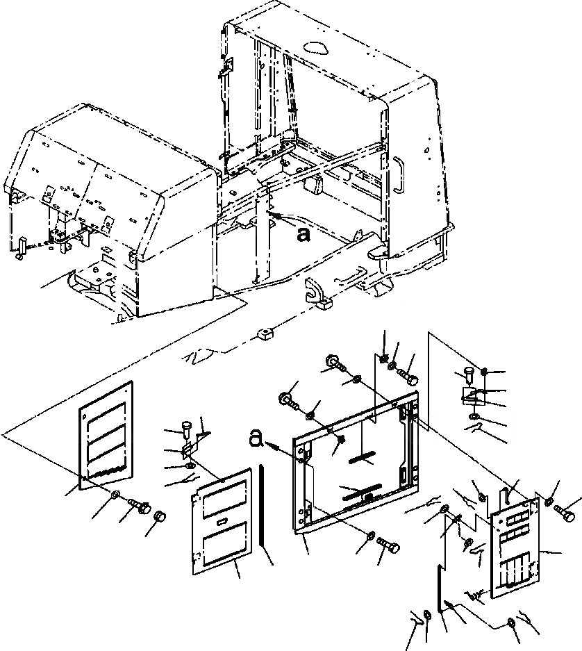 Схема запчастей Komatsu WA900-3LC - M-A КАПОТ ЛЕВ. ДВЕРЬ И COVER ЧАСТИ КОРПУСА