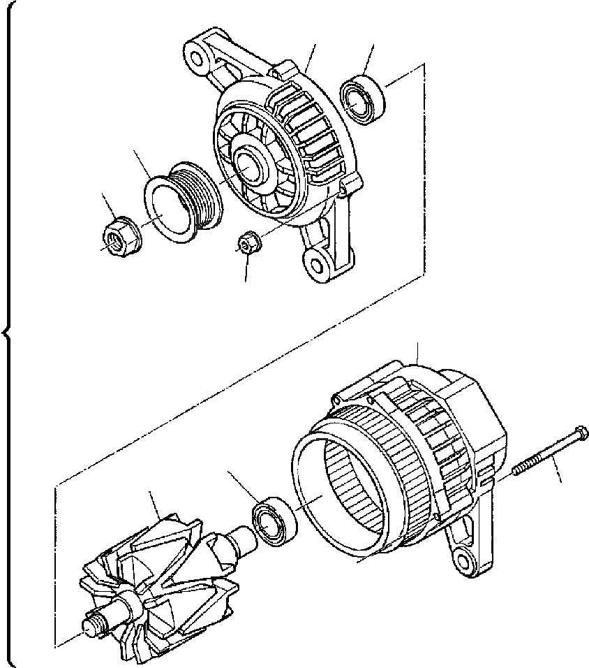 Схема запчастей Komatsu WB140-2N - FIG. A-A ГЕНЕРАТОР - 8AMP ДВИГАТЕЛЬ