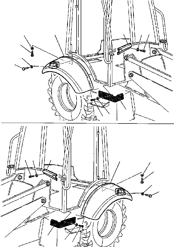 Схема запчастей Komatsu WB140-2N - FIG. M-A ЗАДН. КРЫЛО ЧАСТИ КОРПУСА
