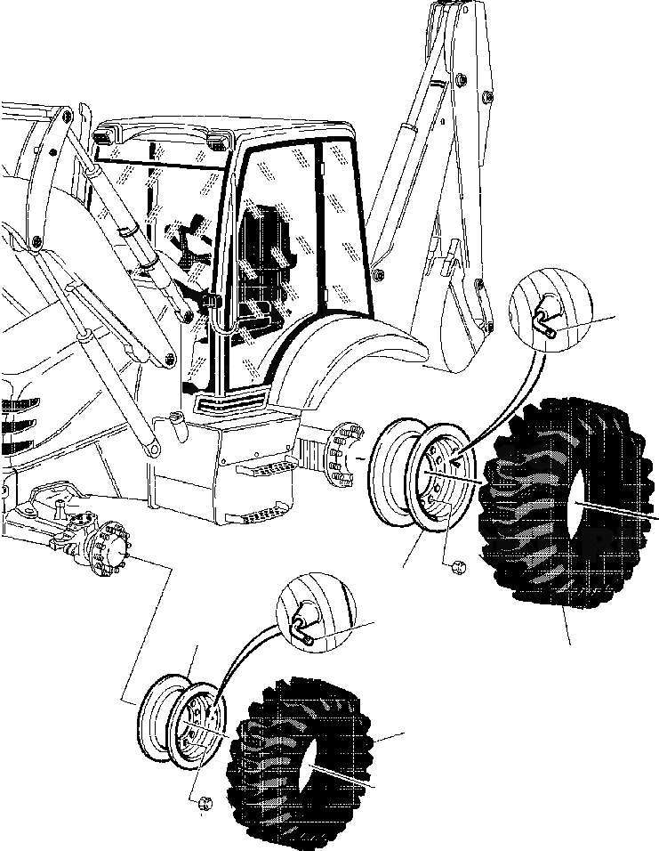 Схема запчастей Komatsu WB140-2N - FIG. S7-A КОЛЕСА (WD) ПОДВЕСКА И КОЛЕСА