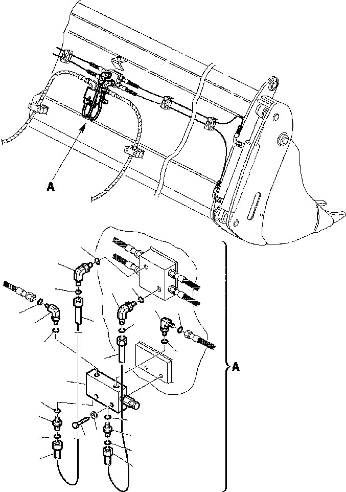 Схема запчастей Komatsu WB140PS-2N - FIG. H7-A ГИДРОЛИНИЯ - КОВШ - [4 В 1] ЛИНИЯ ЦИЛИНДРА КЛАПАН БЕЗОПАСНОСТИ ГИДРАВЛИКА