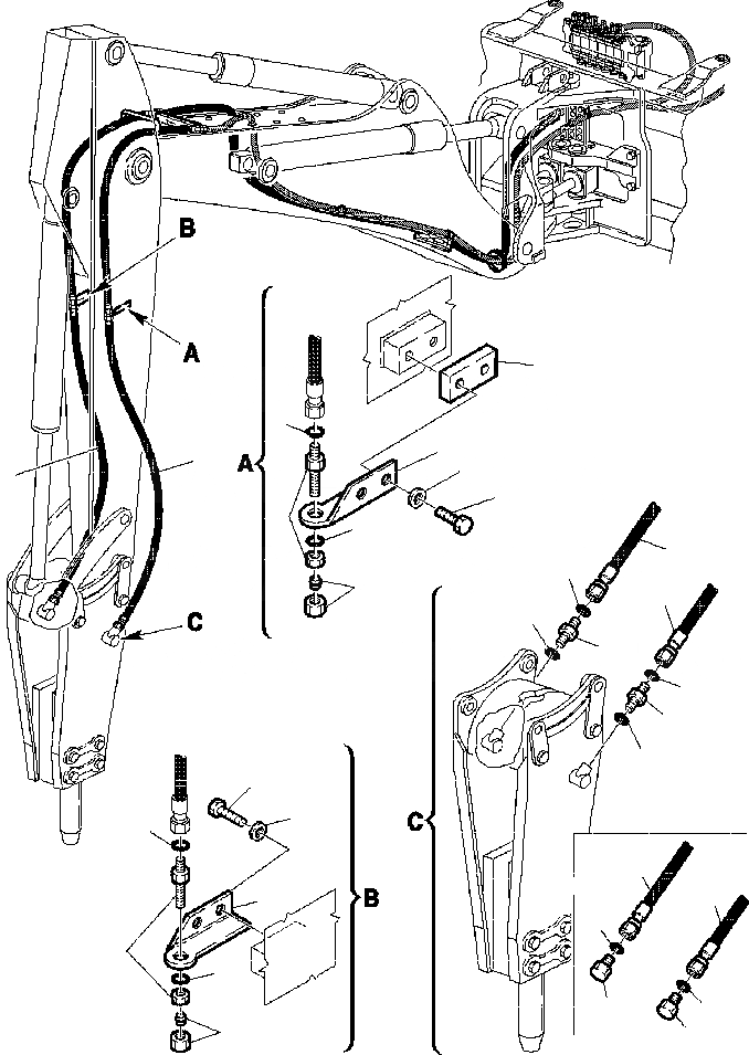 Схема запчастей Komatsu WB140PS-2N - FIG. H8-A ГИДРОЛИНИЯ - МОЛОТ - РУКОЯТЬ - МОЛОТ ГИДРАВЛИКА