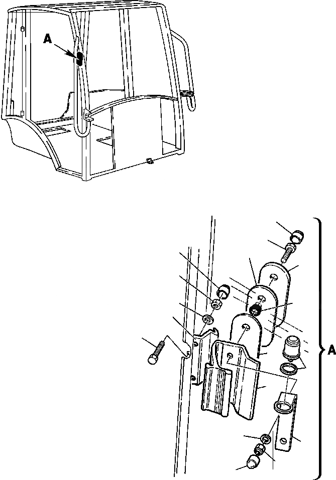 Схема запчастей Komatsu WB140PS-2N - FIG. K-A КАБИНА - ОКНА РУКОЯТЬ И ПЕРЕКЛЮЧАТЕЛЬ КАБИНА ОПЕРАТОРА И СИСТЕМА УПРАВЛЕНИЯ