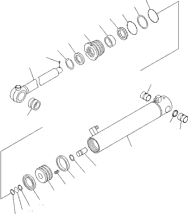 Схема запчастей Komatsu WB140-2T - ЦИЛИНДР ОПОРЫ ЛЕВ. (ВНУТР. ЧАСТИ) РАБОЧЕЕ ОБОРУДОВАНИЕ ЦИЛИНДР