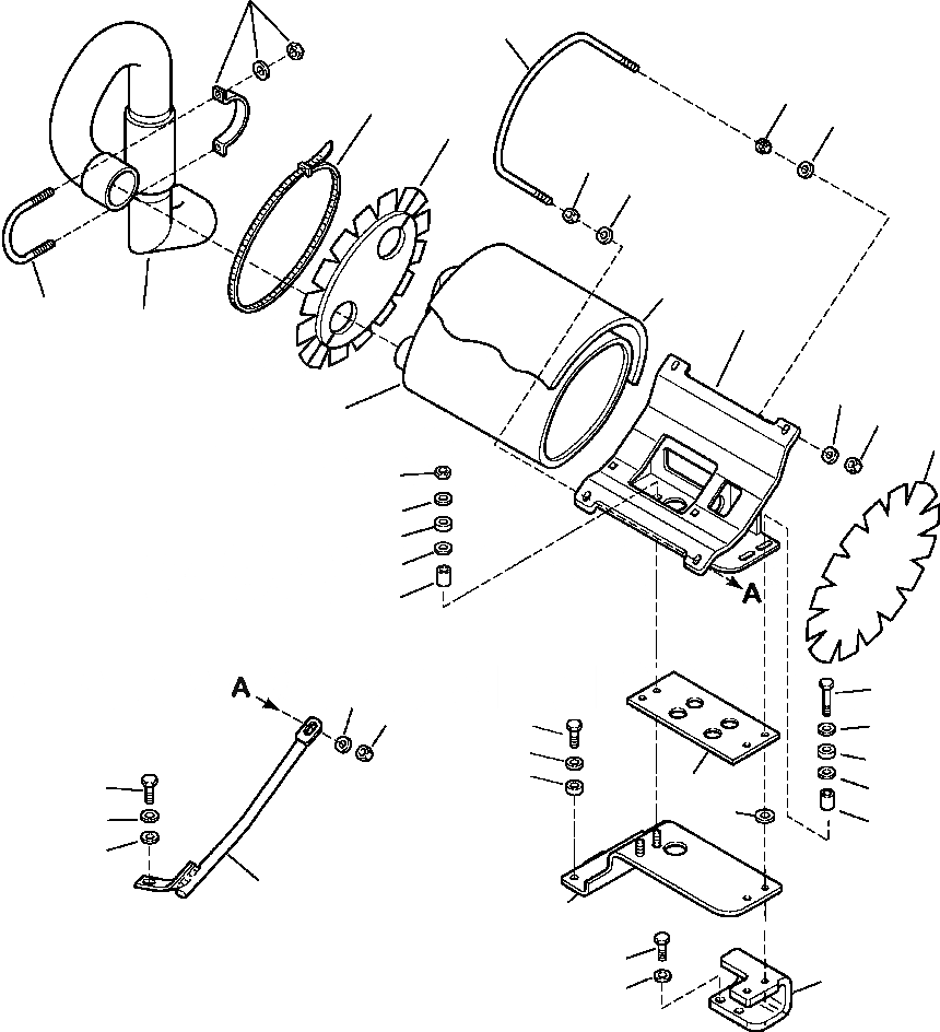 Схема запчастей Komatsu WB142-5 - B-A ГЛУШИТЕЛЬ КОМПОНЕНТЫ ДВИГАТЕЛЯ