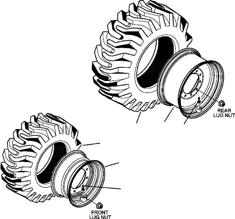 Схема запчастей Komatsu WB142-5 - S7-A ОБОД КОЛЕСАS И ШИНЫ ПОДВЕСКА И КОЛЕСА