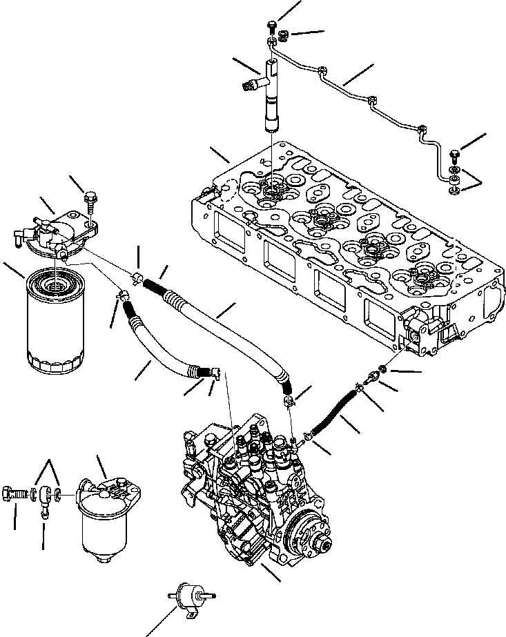 Схема запчастей Komatsu WB150-2N - FIG. A-A ДВИГАТЕЛЬ - ТОПЛИВНАЯ ЛИНИЯ И SПАЛЕЦ-ON ТОПЛИВН. ФИЛЬТР. ДВИГАТЕЛЬ