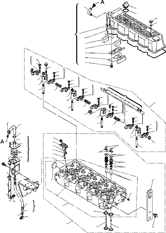 Схема запчастей Komatsu WB150AWS-2N - FIG. A-A ГОЛОВКА ЦИЛИНДРОВ ДВИГАТЕЛЬ