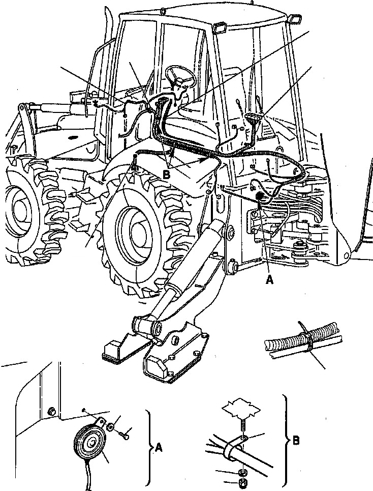 Схема запчастей Komatsu WB150AWS-2N - FIG. E-A ЭЛЕКТРИКА - ПЕРЕДН. ПРОВОДКА ЭЛЕКТРИКА