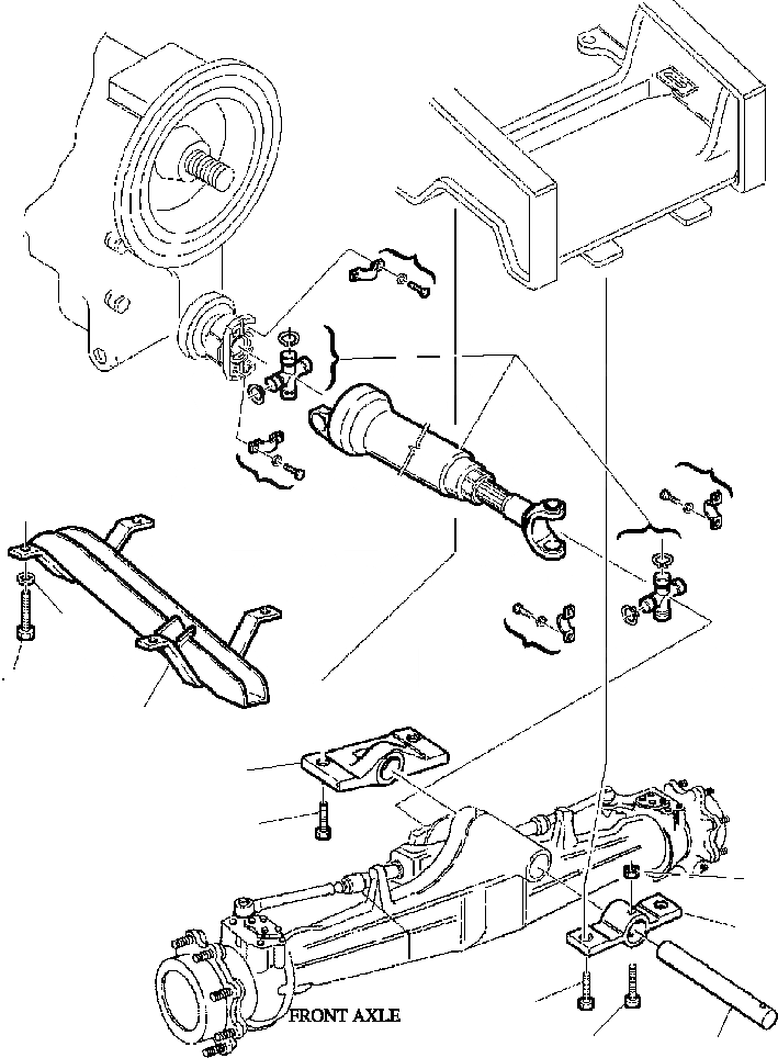 Схема запчастей Komatsu WB150PS-2N - FIG. F-A ПЕРЕДН. КАРДАНН. ВАЛ И ПЕРЕДНИЙ МОСТ КРЕПЛЕНИЕ - WD СИЛОВАЯ ПЕРЕДАЧА И КОНЕЧНАЯ ПЕРЕДАЧА