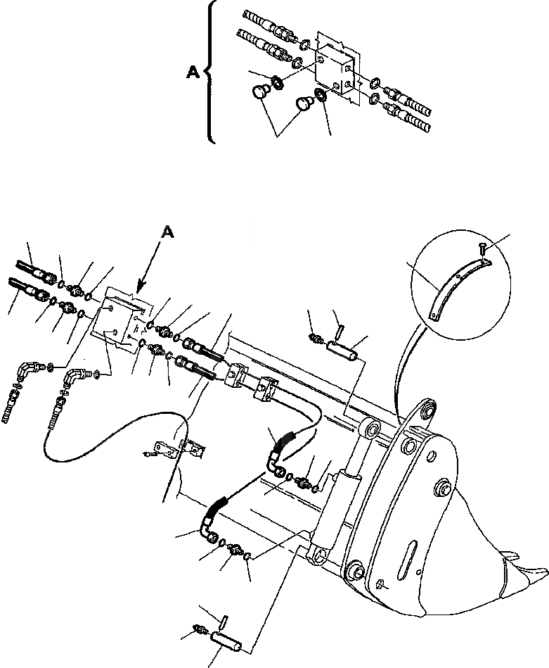 Схема запчастей Komatsu WB150PS-2N - FIG. H7-A ГИДРОЛИНИЯ - КОВШ - [4 В 1] ЛИНИЯ ЦИЛИНДРА ГИДРАВЛИКА