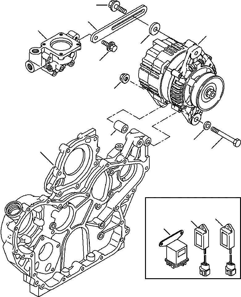 Схема запчастей Komatsu WB150PS-2N - FIG. A-A TIER I ИЛИ II ДВИГАТЕЛЬ - КРЕПЛЕНИЕ ГЕНЕРАТОРА ДВИГАТЕЛЬ