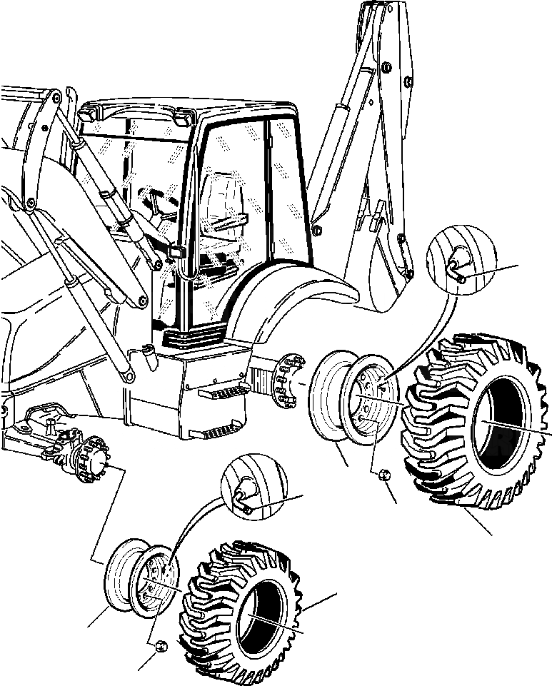 Схема запчастей Komatsu WB150PS-2N - FIG. S-A ОБОД КОЛЕСАS И ШИНЫ ПОДВЕСКА И КОЛЕСА